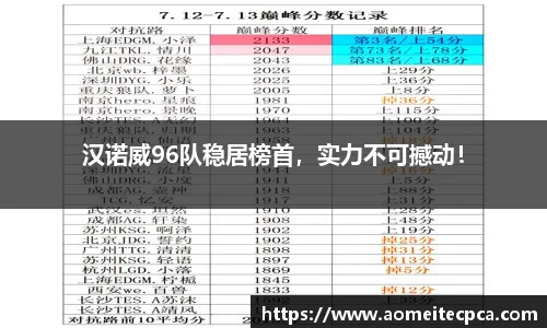 汉诺威96队稳居榜首，实力不可撼动！